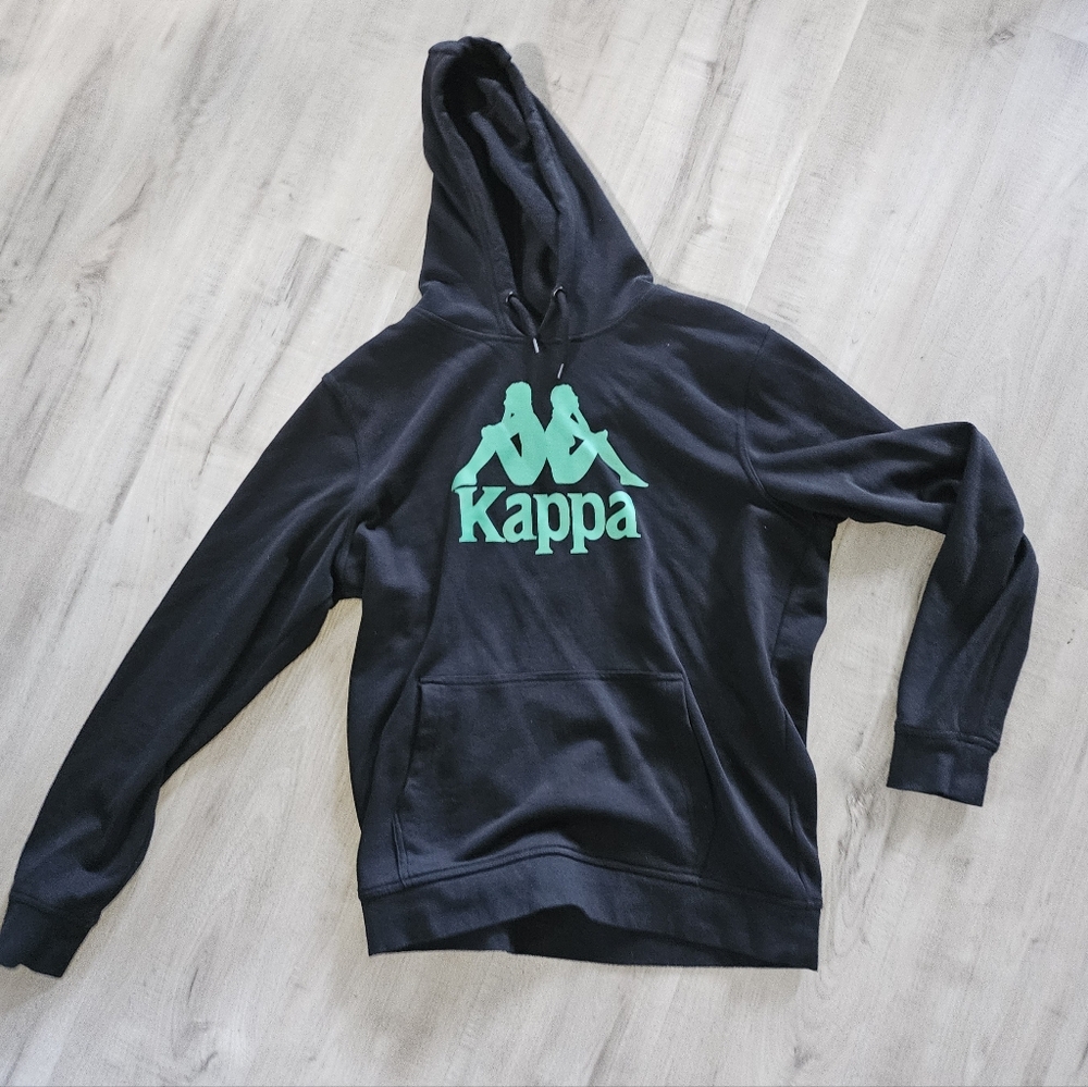 Kappa Men's Black Sweater with Green Logo